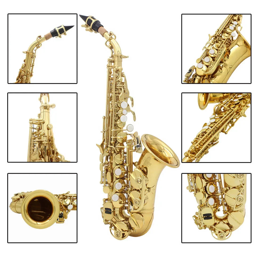 SLADE Soprano Saxophone Bb Tone Brass Sax Engraved Floral Saxofon With Reeds Case Mouthpiece Wind Instrument Parts & Accessories