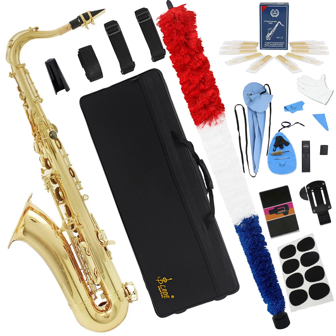 SLADE Tenor Saxophone Professiona Brass Gold Silver Nickel Plating Classic Tenor Saxophone Bb Adjustment Sax with Accessories