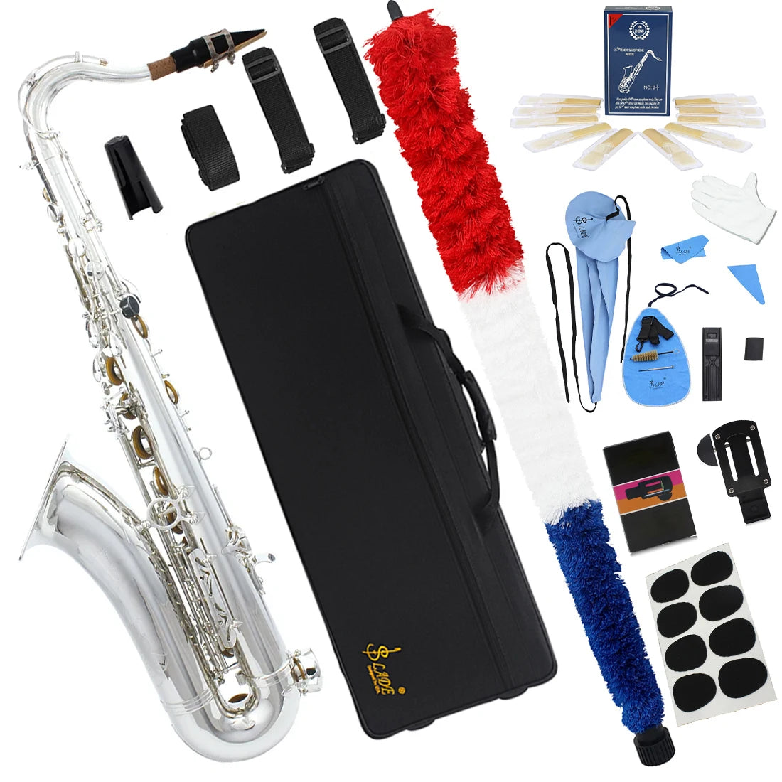 SLADE Tenor Saxophone Professiona Brass Gold Silver Nickel Plating Classic Tenor Saxophone Bb Adjustment Sax with Accessories