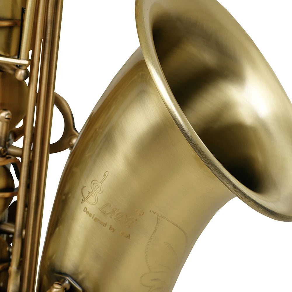 SLADE Tenor Saxophone Professional Brass Saxophone Body Tenor Sax Retro Style Bb Adjustment Sax with Accessories