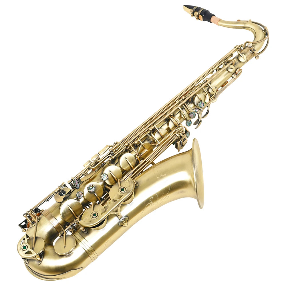 SLADE Tenor Saxophone Professional Brass Saxophone Body Tenor Sax Retro Style Bb Adjustment Sax with Accessories