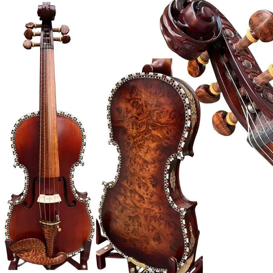MMOOKA SONG Master 5 string Violin 4/4,Bird's eye wood Shell Purfling,Great sound #15780