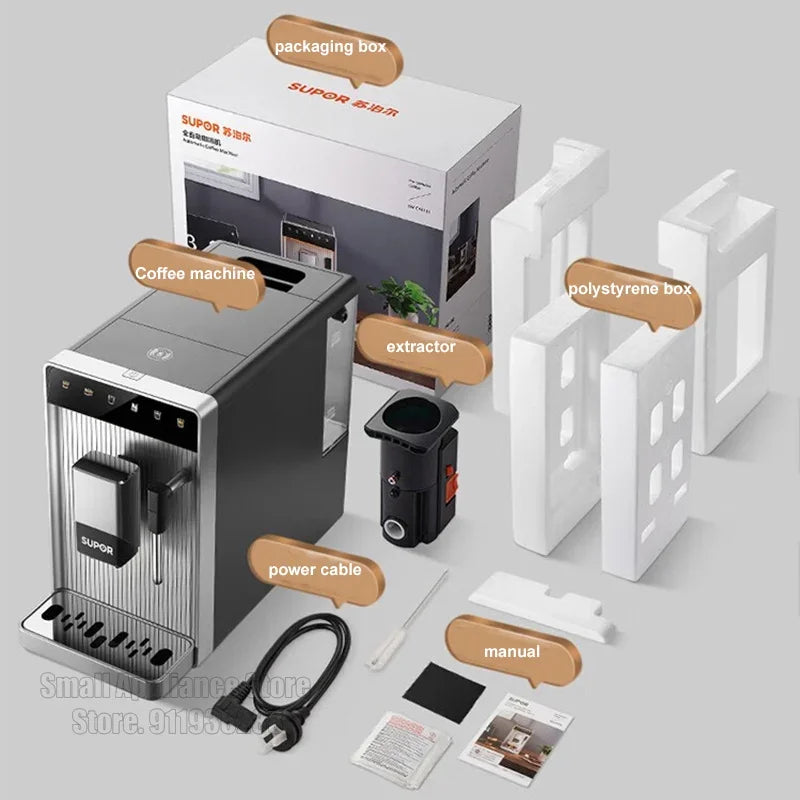 * SUPOR SW-CFA101 Fully Automatic Coffee Machine Household Espresso Maker Smart Touch Latte Cappuccino American Automatic Cleaning