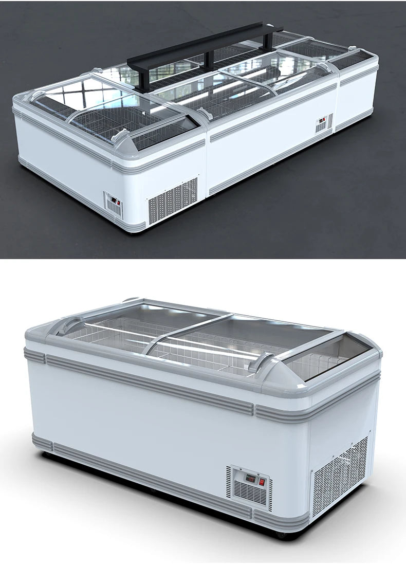 1040l supermarket meat cooler island freezer glass door display fridges commercial refrigerator