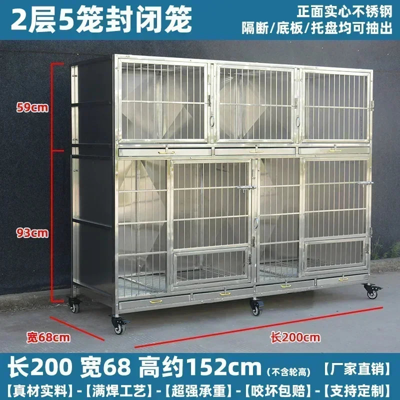 MMOOKA Stainless Steel Dog Cage Multi-Layer Pet Display Cabinet Pet Hospital Hospital Cage Display Cage
