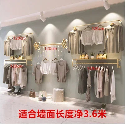 MMOOKA Wall mounted display racks for men and women's clothing in clothing stores, wall mounted shelves, combined hanging racks