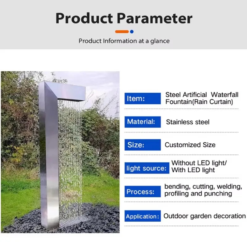 ANTNX Waterfall Fountain Outdoor Curtain  Customized Stainless Steel Water Feature Indoor Waterfall Rain Water Curtain for Garden Yard ANTNX.COM