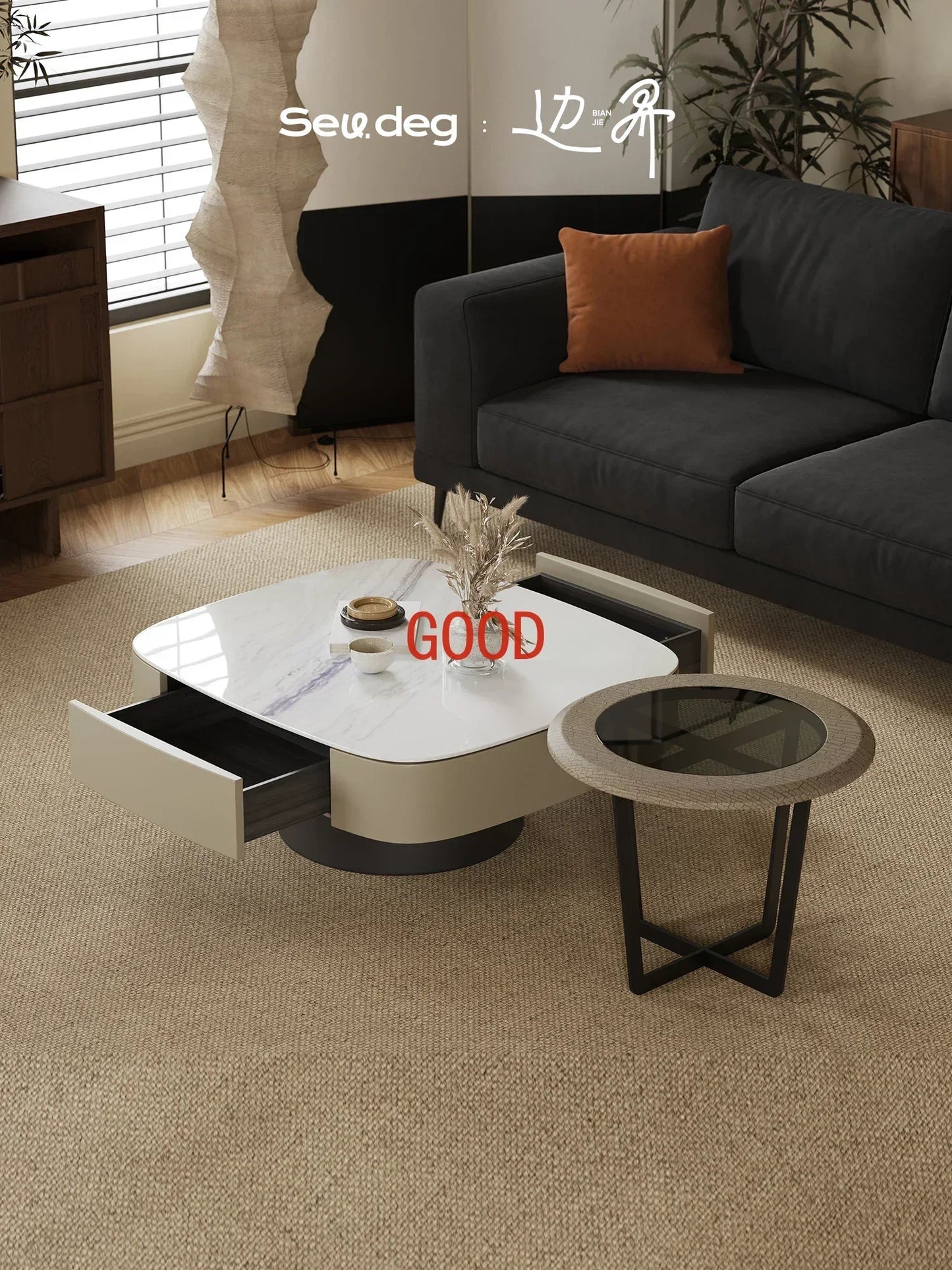 MMOOKA Living Room Home Minimalist High Sense Internet Celebrity Square Child and Mother Tea Table