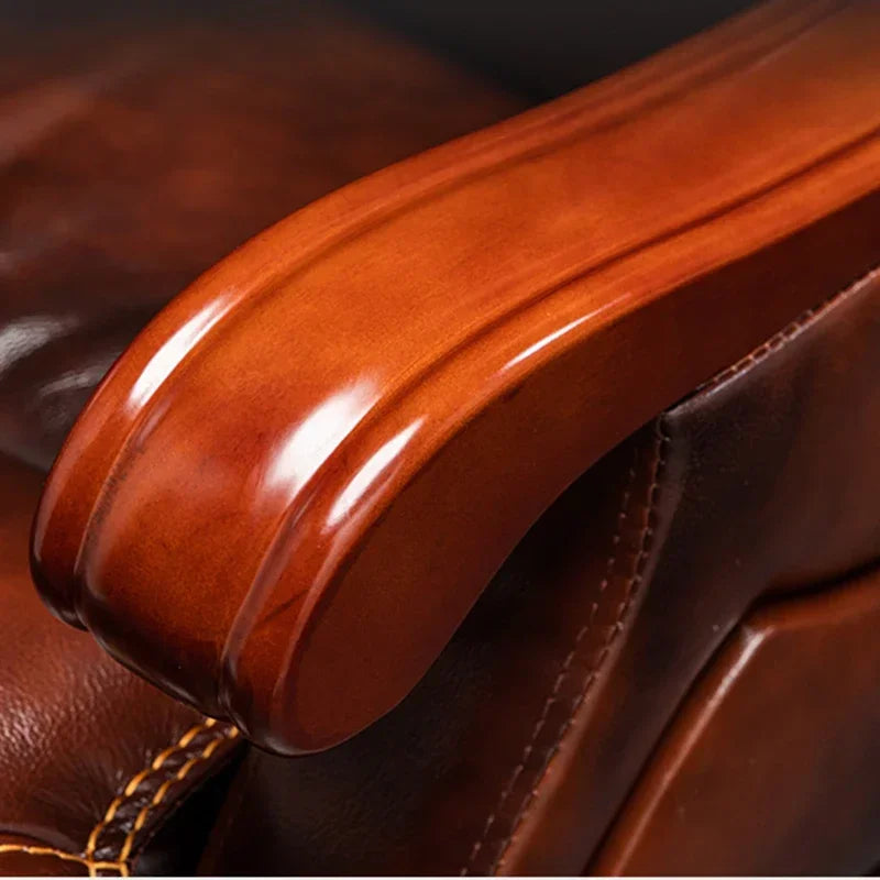 MMOOKA Luxury Leather Boss Office Chair Ergonomic Orange Office Chair With Footrest Sleep Comfort Cadeira Gamer Office Desk Furniture