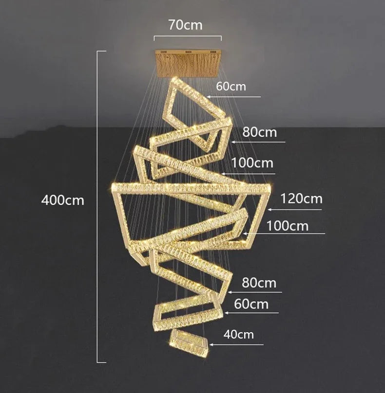 Modern Luxury Home Decoration Crystal Chandelier Stair Hotel Lobby Villa Hanging Lamp Interior Lighting Lusters Luminaires