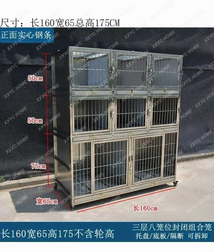 MMOOKA Stainless Steel Dog Cage Multi-Layer Pet Display Cabinet Pet Hospital Hospital Cage Display Cage