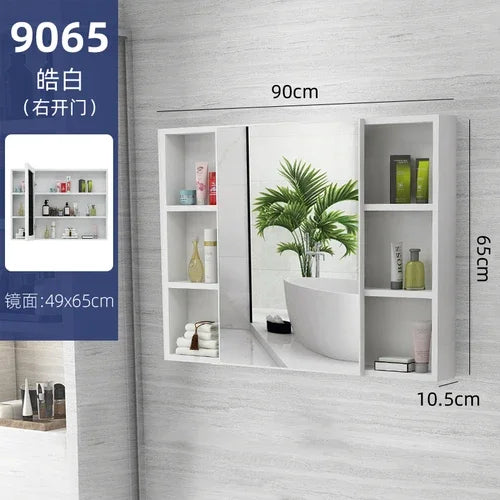 MMOOKA Nordic Wall Mounted Cabinets Mirror Storage Space Saving Aesthetic Bathroom Cabinets Makeup Shower Mobile Bagno Home Furniture