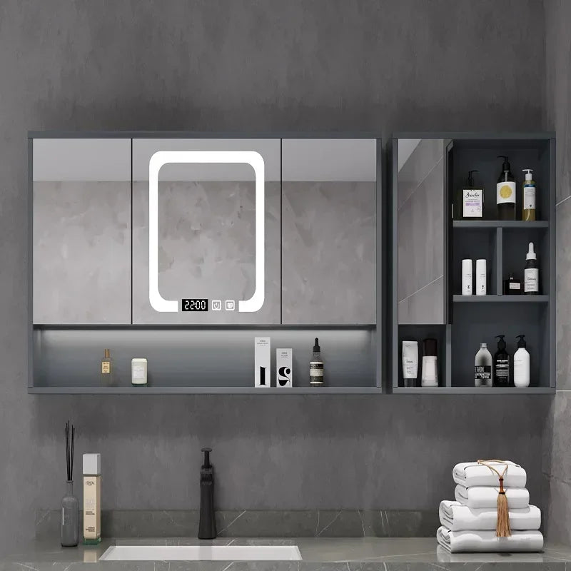 MMOOKA Modern Black Bathroom Cabinets Vanity Sets Aesthetic Multifunctional Over Toilet Storage Cabinet Smart Armadi Toilet Organizer