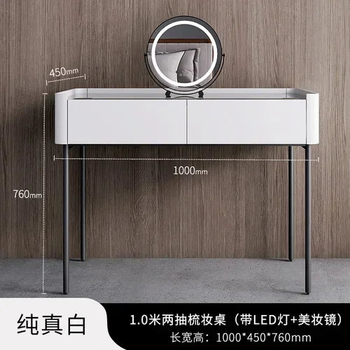 MMOOKA Italian Minimalist Dressing Table Modern Bedroom Mirror Jewelry Box Password Lock