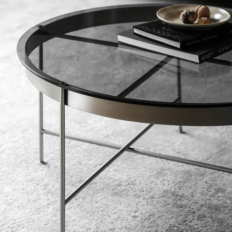 MMOOKA Nordic Black Glass Large Coffee Tables Minimalist Design Living Room Center Coffee Tables Transparent Storage Muebles Furniture
