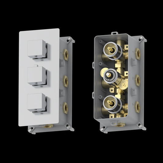 MMOOKA Thermostatic Mixing Valve Wall Mounted Shower Mixer Controller Temperature Concealed 6 Ways Brass Valves Embedded Box Bathroom MMOOKA.COM