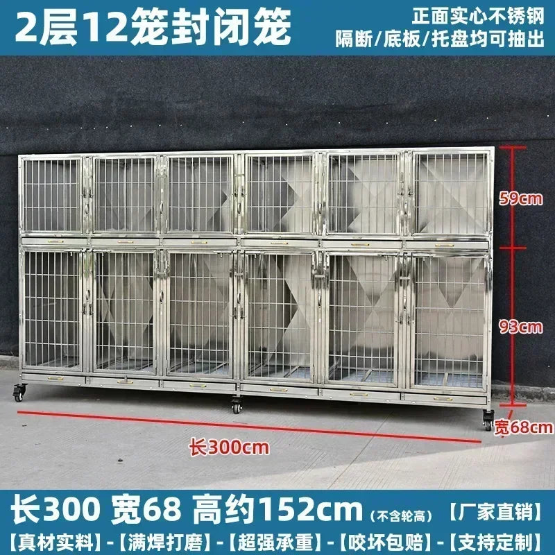 MMOOKA Stainless Steel Dog Cage Multi-Layer Pet Display Cabinet Pet Hospital Hospital Cage Display Cage