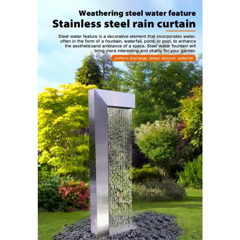 ANTNX Waterfall Fountain Outdoor Curtain  Customized Stainless Steel Water Feature Indoor Waterfall Rain Water Curtain for Garden Yard ANTNX.COM