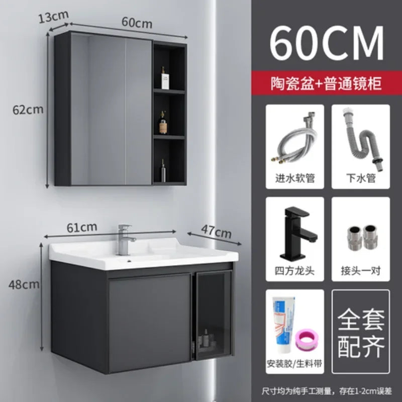 MMOOKA Luxury Full Sets Cabinets Washbasin Countertop Sink Black Bathroom Cabinets Faucets Hanging Mobili Da Bagno Auxiliary Furniture