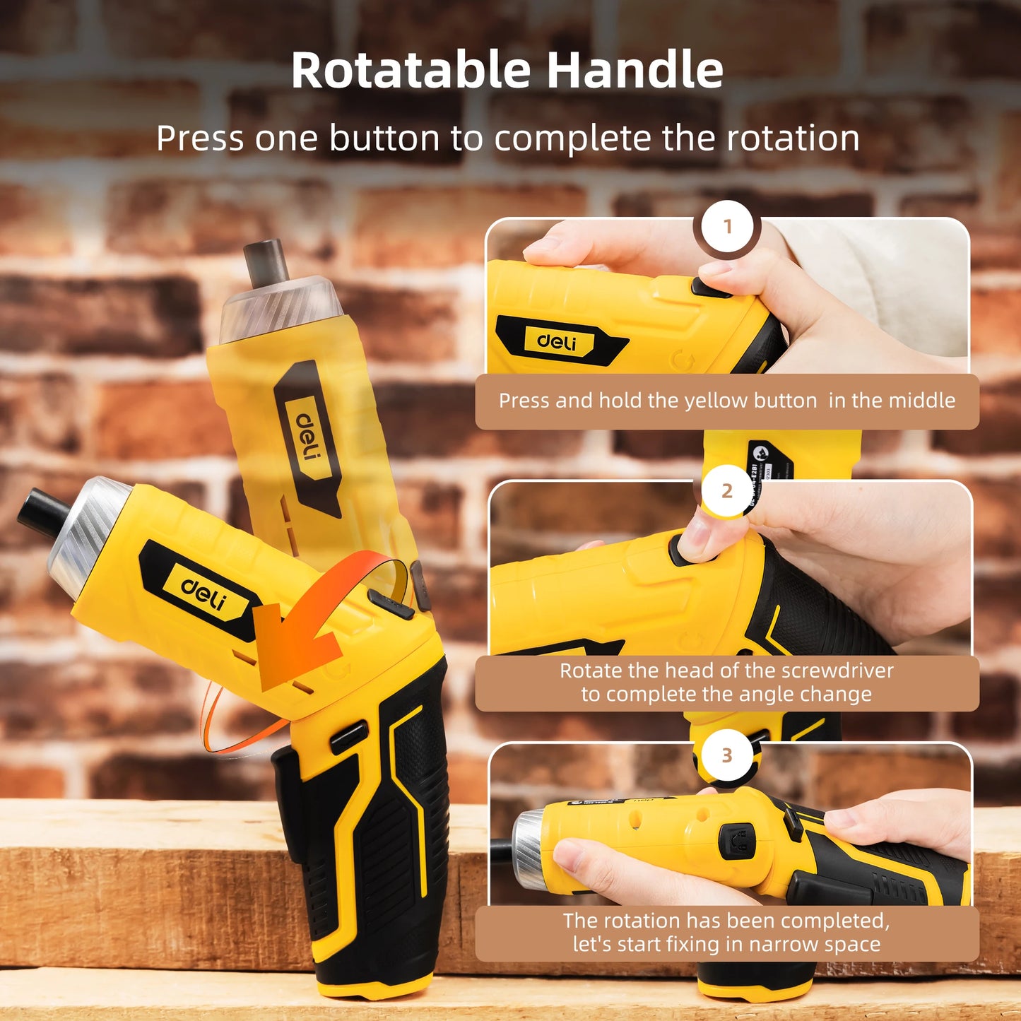 Deli Electric Screwdriver 3.6V 2000mAh 5N.M Torque Electric Screwdriver Household With 10Pcs S2 Screw Bits Home Repair Tools
