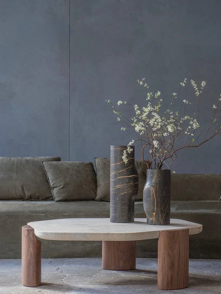 MMOOKA Silent Style Walnut Solid Wood Marble Black Walnut Walnut Tea Table
