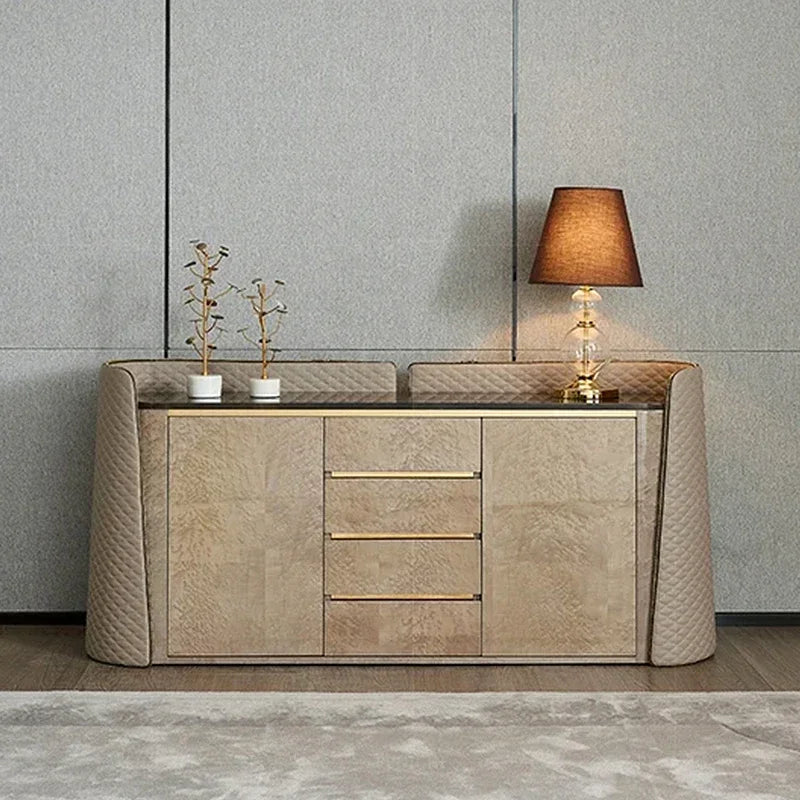 Sala da pranzo in marmo minimalista italiano, armadio d'ingresso in legno massello di lusso leggero, armadio foyer con