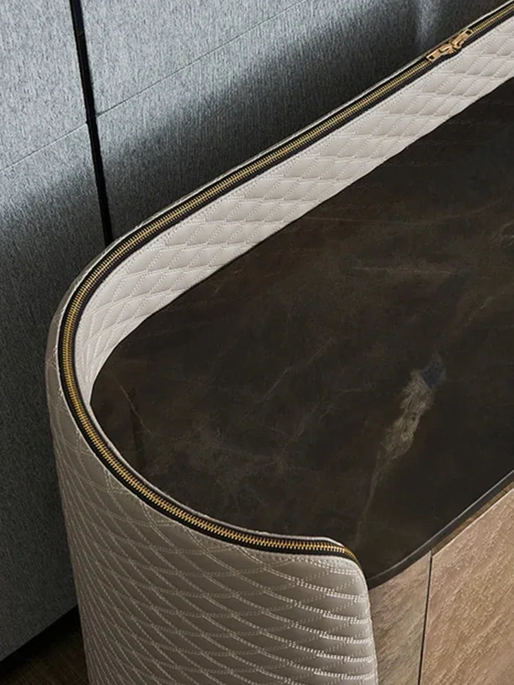 Sala da pranzo in marmo minimalista italiano, armadio d'ingresso in legno massello di lusso leggero, armadio foyer con