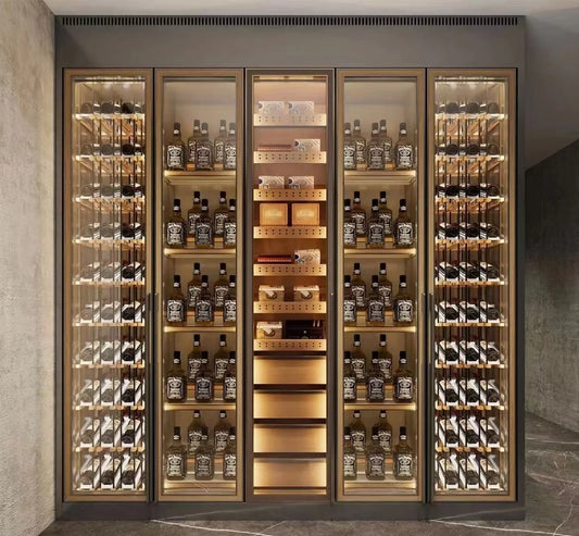 Sale The Best Luxury Commercial Custom 304 Stainless Steel Wine Cabinet Glass Door Wine Cooler Wine Cellar