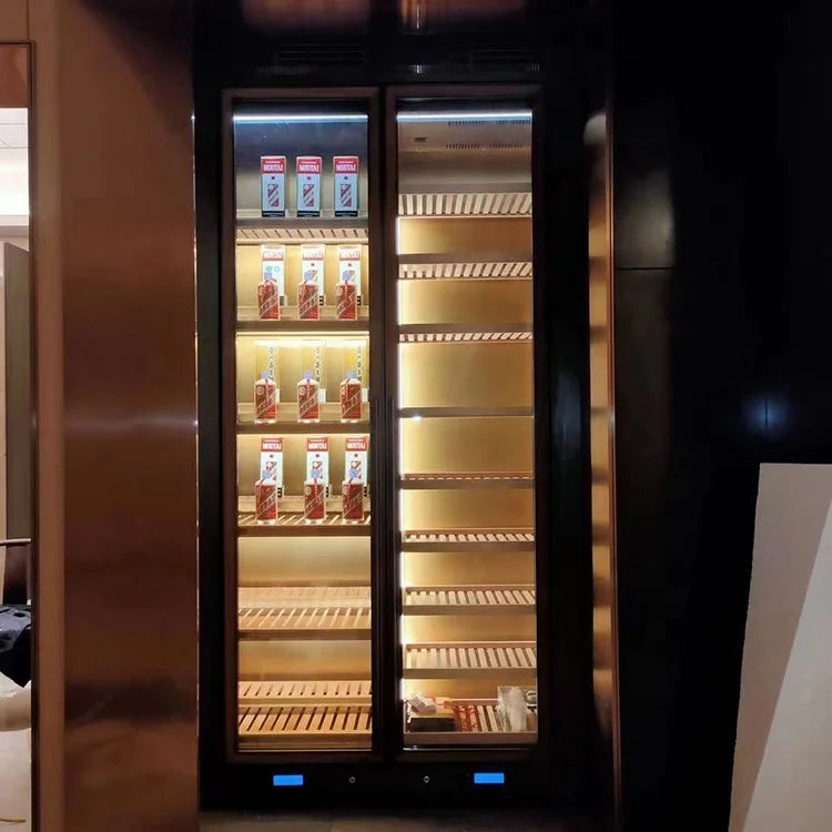 Sale The Best Luxury Commercial Custom 304 Stainless Steel Wine Cabinet Glass Door Wine Cooler Wine Cellar