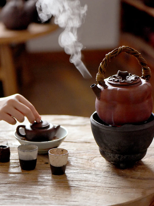 Sanshe Jingdezhen Pure Handmade Stove Tea Boiling Water Lifting Beam Purple Clay Pot, Ancient And Elegant, Electric Pottery