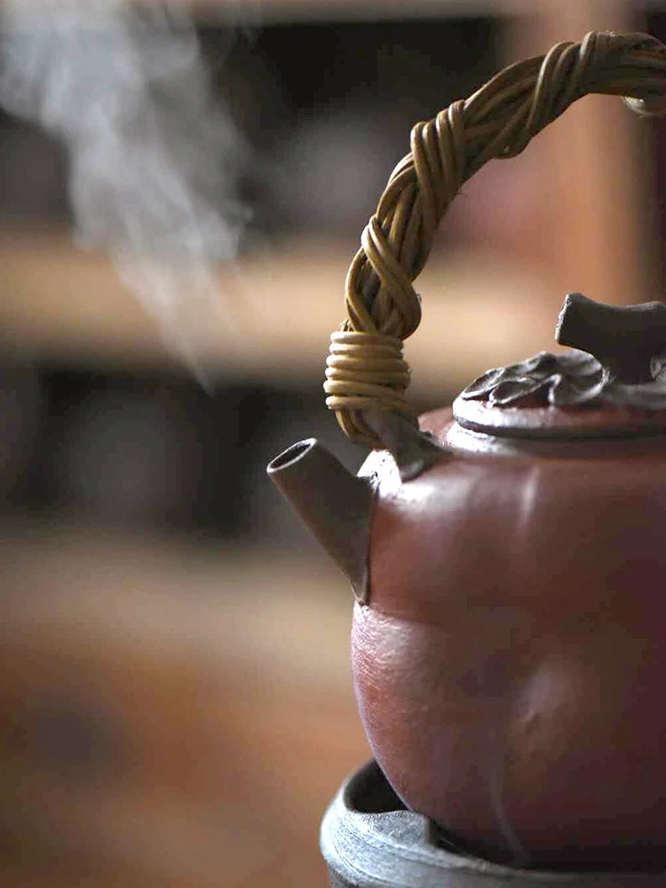 Sanshe Jingdezhen Pure Handmade Stove Tea Boiling Water Lifting Beam Purple Clay Pot, Ancient And Elegant, Electric Pottery