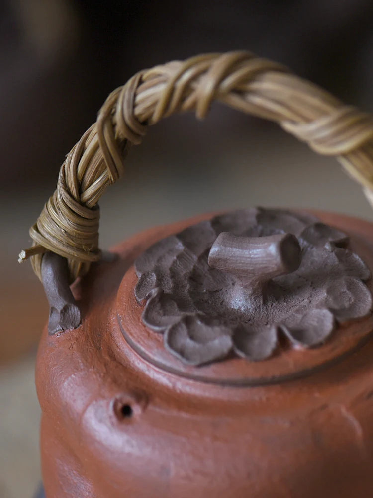 Sanshe Jingdezhen Pure Handmade Stove Tea Boiling Water Lifting Beam Purple Clay Pot, Ancient And Elegant, Electric Pottery