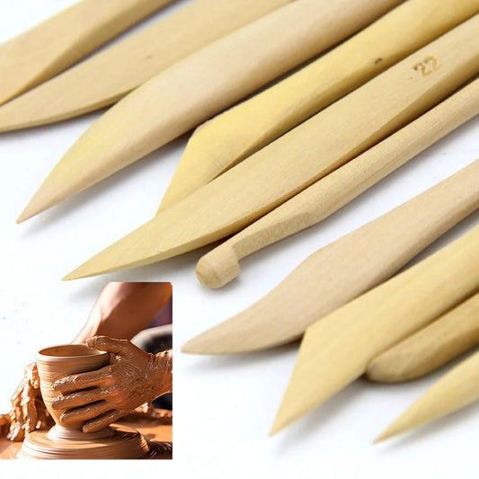 MMOOKA MMOOKA 10 PCS Clay Sculpture Tool set Carving DIY  Wooden Pottery Ceramic Tools  for Lovers DIY Art Craft Shaping Clay AccessoriesMMOOKA.COM