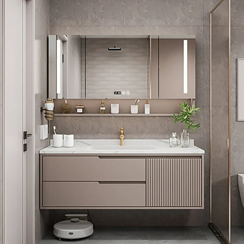 MMOOKA Basin With Wooden Cabine Bathroom Cabinet Vanity With Sink Furniture Combination Oak Smart Mirror Lacquered Seamless Integrated