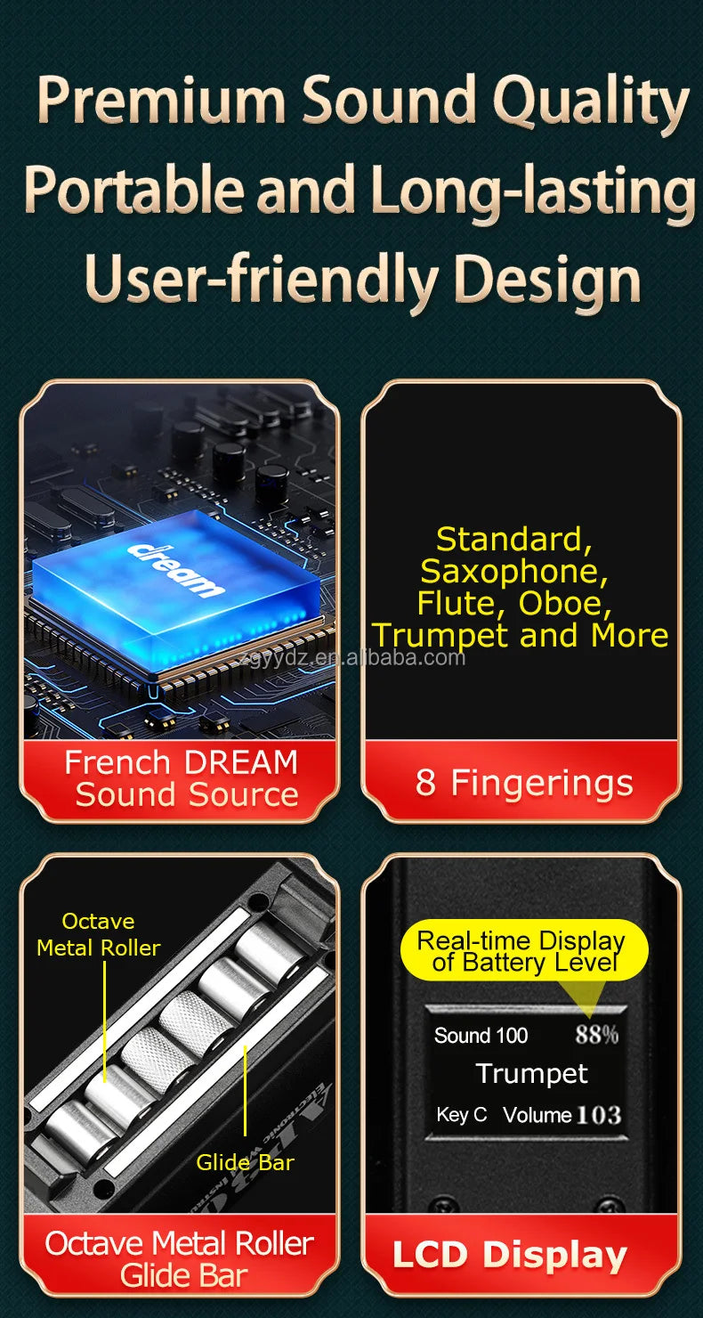 MMOOKA New Digital Wind Instrument, Electronic Saxophone Alto Tenor, 100 Sounds, Built-in Speaker, Bluetooth