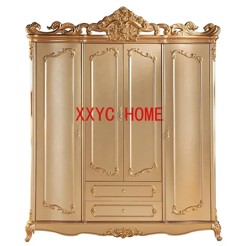 MMOOKA European-Style Four-Door Champagne Gold Wardrobe 1.8 M French Luxury Wardrobe Luxury