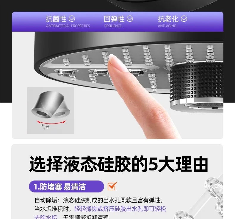 Large Flow 5 Modes Rainfall Shower Head Supercharge Ceiling Mounted Spa Showerhead High Pressure Top Spray Bathroom Accessories