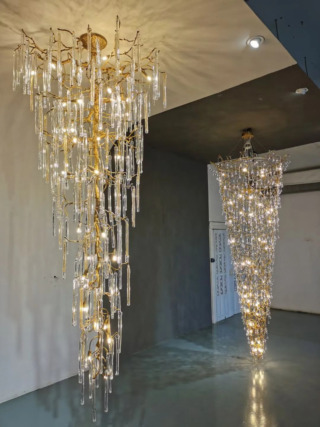 Post-modern luxury villa living room crystal chandelier branch creative hall designer Italian style American lamps