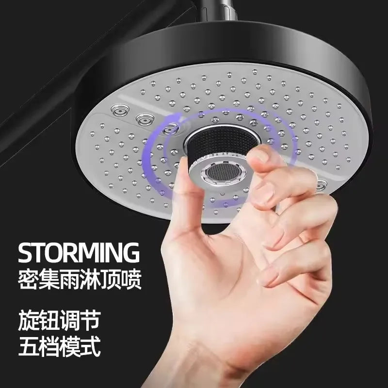 Large Flow 5 Modes Rainfall Shower Head Supercharge Ceiling Mounted Spa Showerhead High Pressure Top Spray Bathroom Accessories