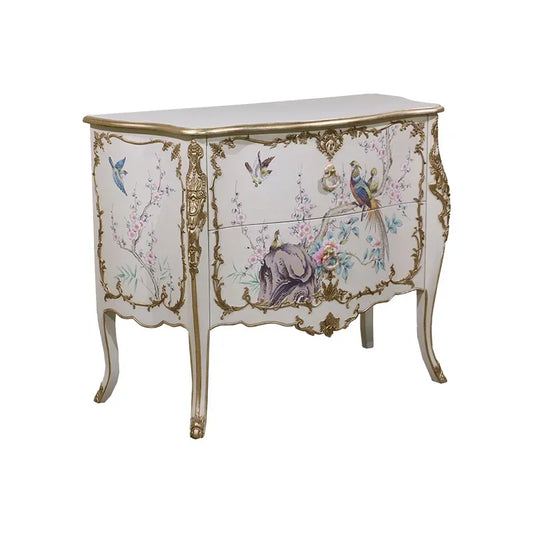 MMOOKA American Retro Solid Wood Light Luxury Living Room American Country Chest of Drawers Bedroom Hand Painting Chest of Drawers