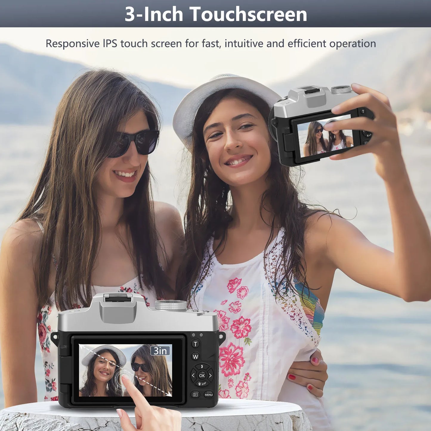 MMOOKA 6K Digital Camera for Photography and Video Autofocus Anti-Shake 84MP YouTube Vlogging Camera 3'' 180° Flip Screen with Flash