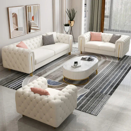 MMOOKA Light Luxury Fabric Sofa Set Furniture Velvet 1- 3 Seat Honeycomb Stainless Steel Living Room Sofas For Home Hotel Minimalist