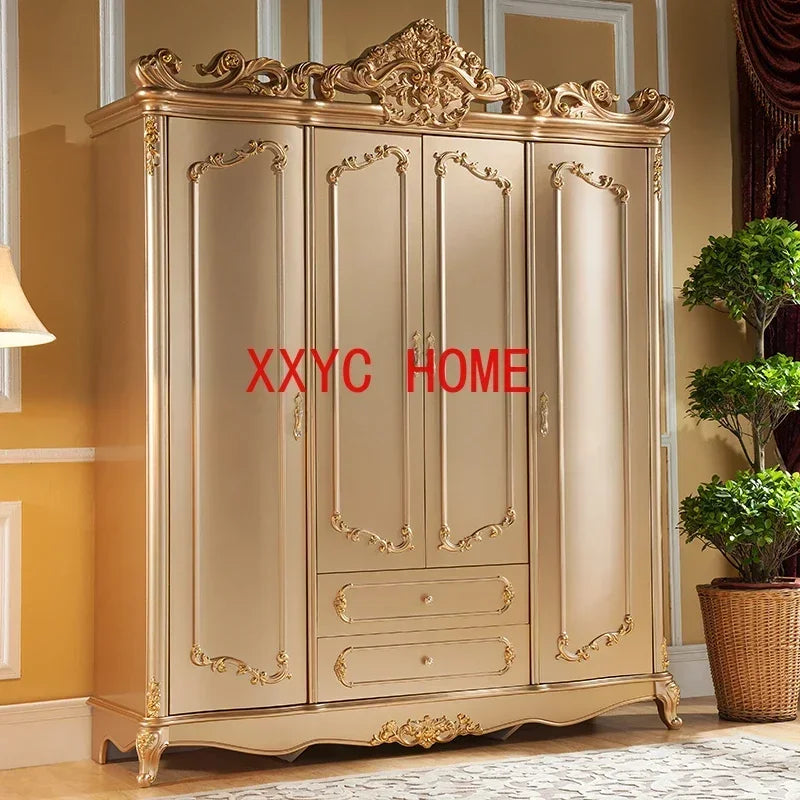 MMOOKA European-Style Four-Door Champagne Gold Wardrobe 1.8 M French Luxury Wardrobe Luxury