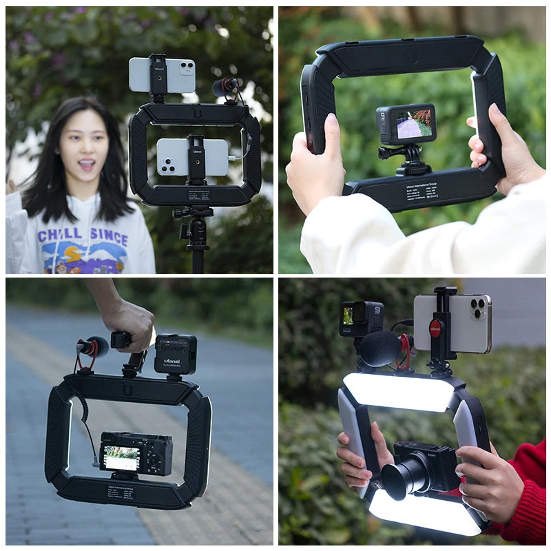 MMOOKA Ulanzi U200 U-200 Smartphone Video Rig  LED Video Light 2 in 1 Ring Light Cold Shoe for Microphone Tiktok Youtube Live Rig Light