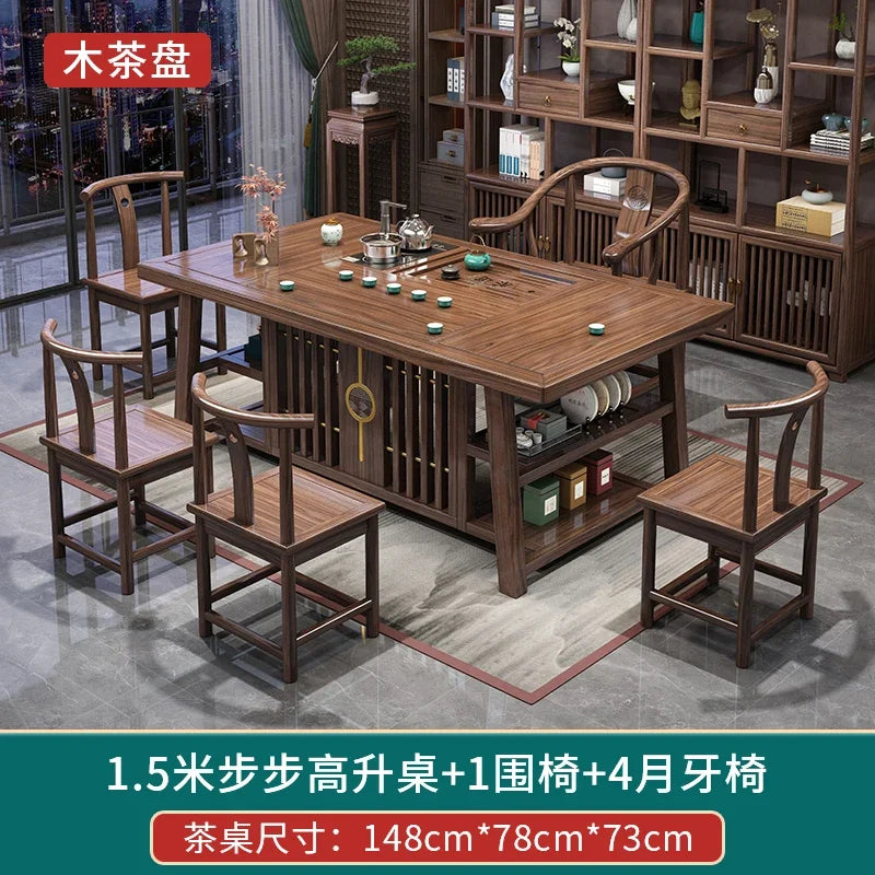MMOOKA Solid Wood Table-Chair Set New Chinese Household One Table Five Chairs Kung Fu Tea Brewing Sets
