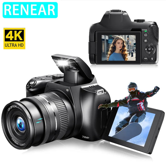 MMOOKA Digital Camera 4K 72MP 12X Optical Zoom UHD Professional photography Flash light Auto-Focus WIFI  for Tiktok ins Youtube Webcast