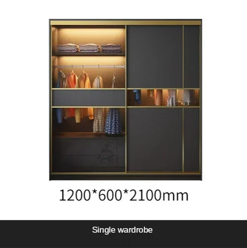 MMOOKA Modern minimalist luxury sliding door wardrobe locker household bedroom assembly wardrobe