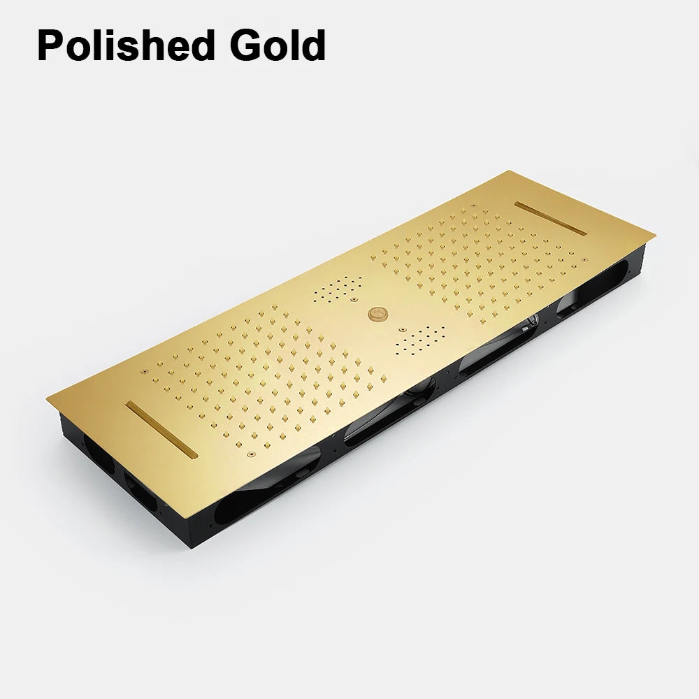 ANTNX M Boenn Bathroom Bar Shape Rain Shower Head Stainless Steel High Pressure Water Column LED Music Spa Shower Panel Chrome & Black ANTNX.COM