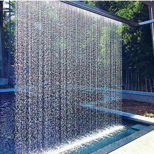 ANTNX Custom. Curtain of Rain Stainless Steel Waterfall Outlet Rockery Flowing Overlapping Curtain Wall Running Wate ANTNX.COM