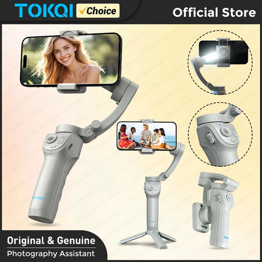MMOOKA M01 3-Axis Handheld Stabilizer Gimbal for Mobile Phone Shoot Vlog Record Video with Fill Light for Iphone, Xiaomi 15 Cell phones